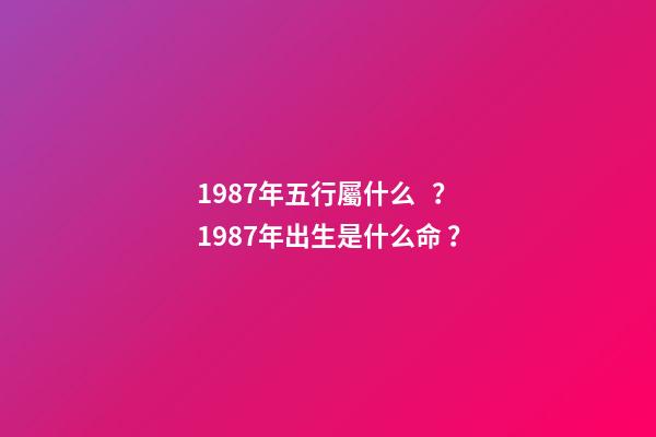 1987年五行屬什么？1987年出生是什么命？